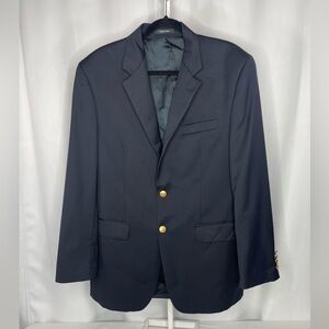 Lauren Ralph Lauren 100% Wool Blazer 44L | Navy Gold Crest Buttons
